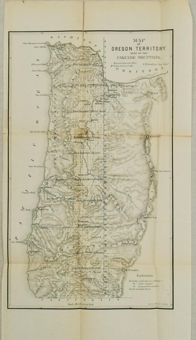 1855 Map of Western Oregon Territory -- Map of the (1 of 1)