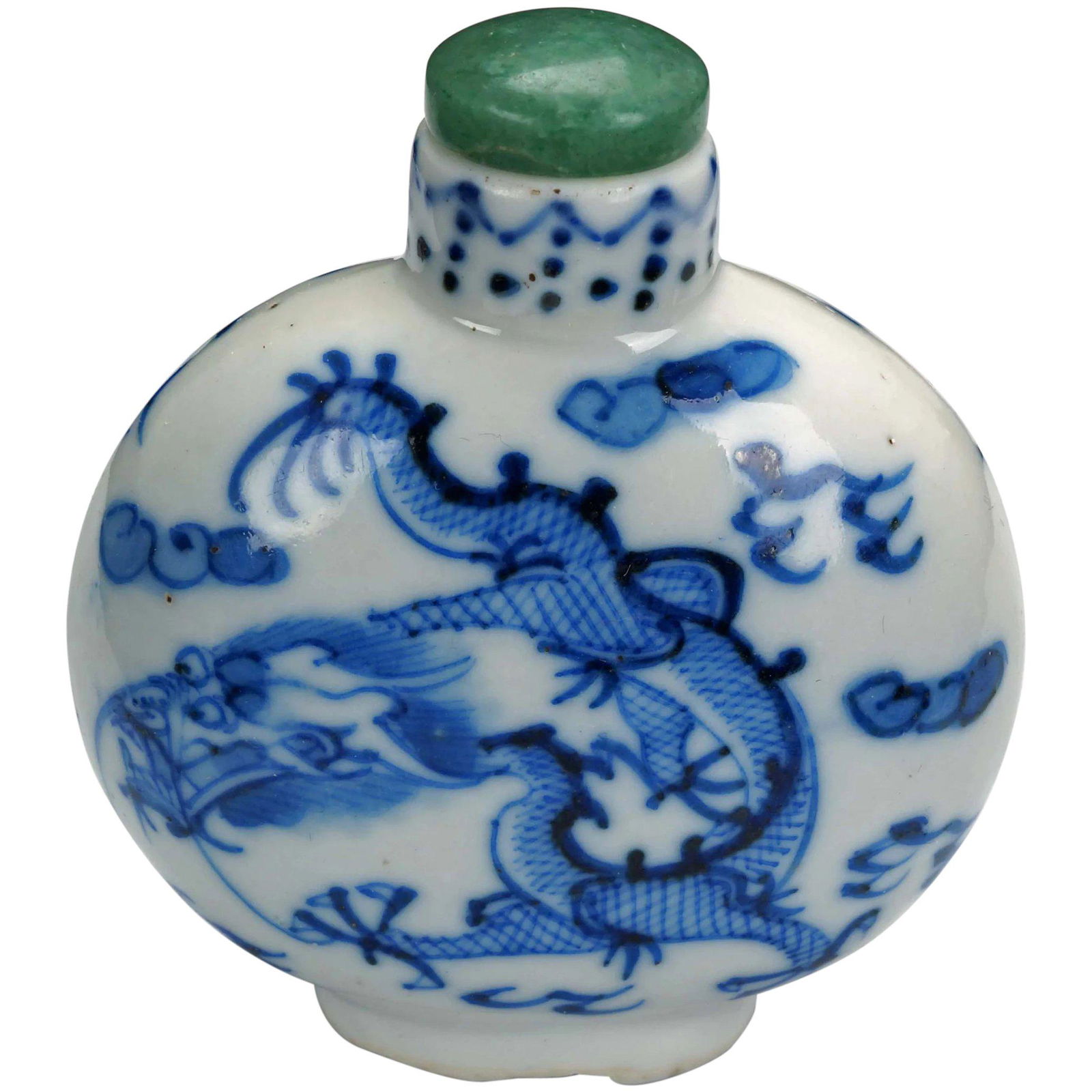 19th C Chinese Blue and White Porcelain Snuff Bottle (1 of 6)