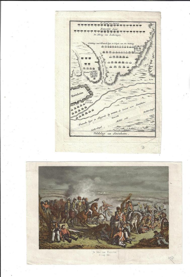 19th C Two European Military Prints Waterloo (1 of 1)