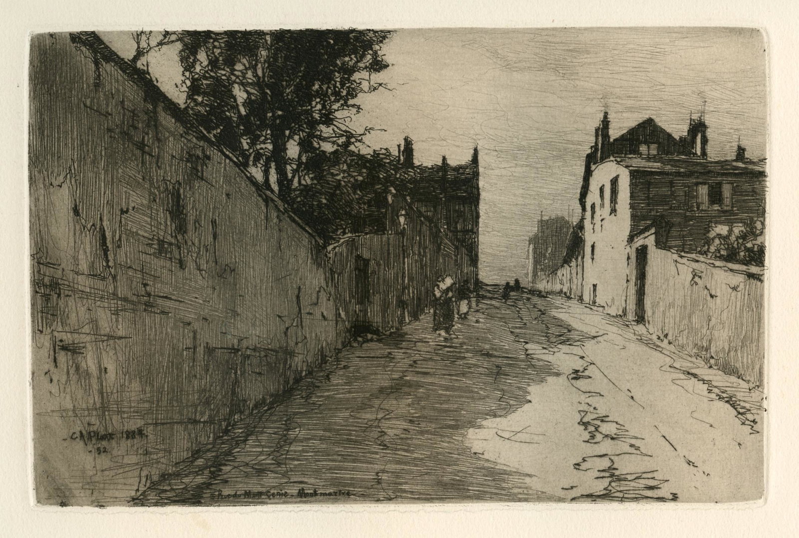 Charles Platt original etching "Rue du Mont Cenis, (1 of 1)
