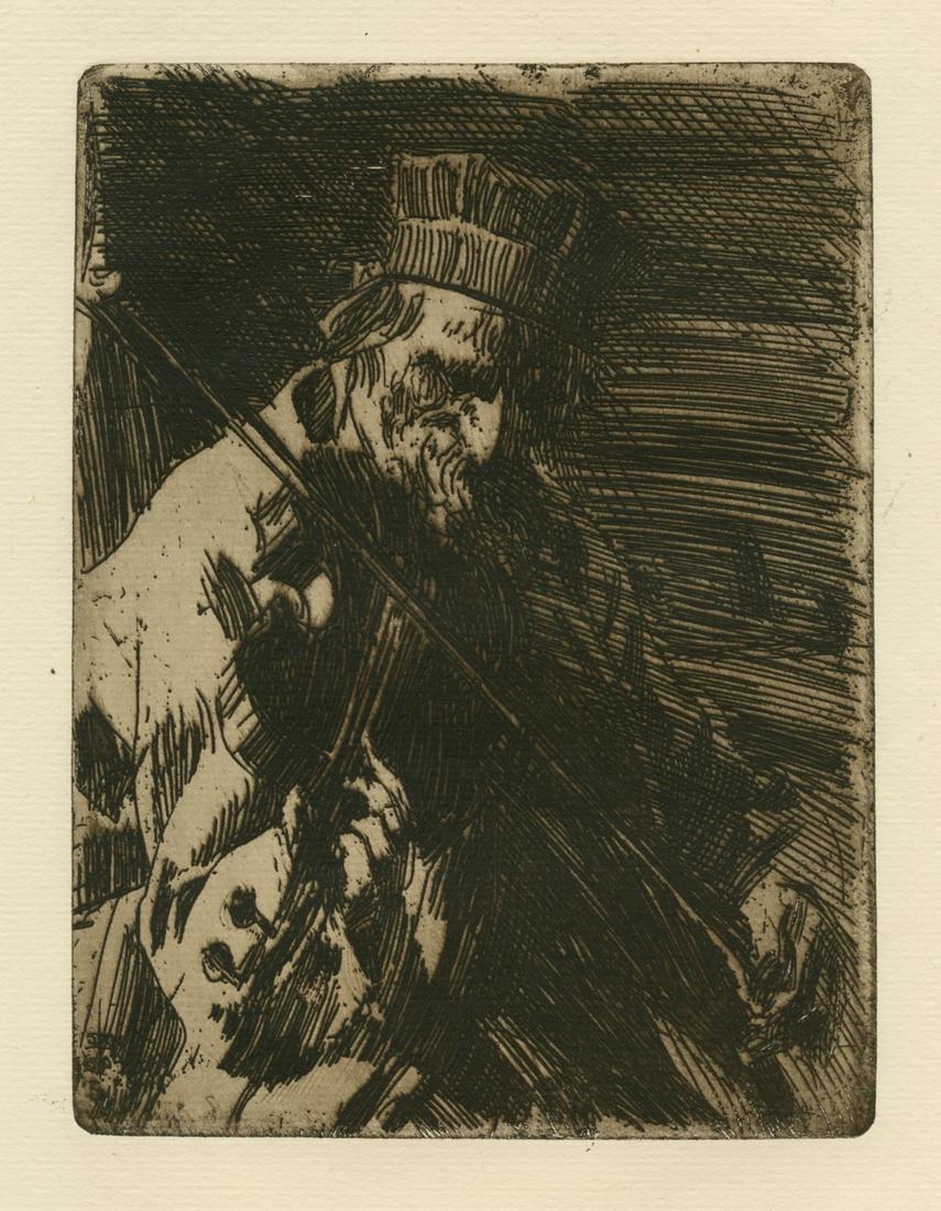 Anders Zorn original etching "Village Violinist" (1 of 1)