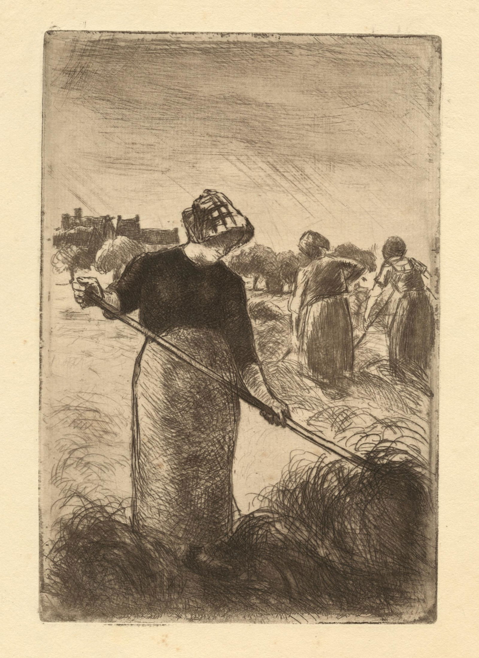Camille Pissarro "Les Faneuses" original etching (1 of 2)