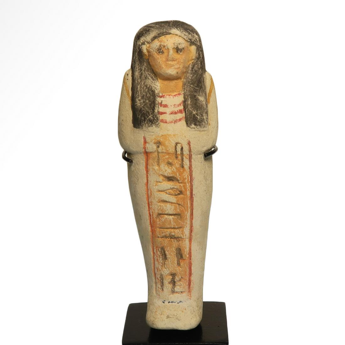 Egyptian Limestone Inscribed Shabti, to the Wab Priest,: Title: Egyptian Limestone Inscribed Shabti, to the Wab Priest, HUI, 18th Dynasty c. 1550-1300 B.C. Date & Origin: Egypt, 18th Dynasty c. 1550-1300 B.C. Description: Limestone shabti, wearing the tripa