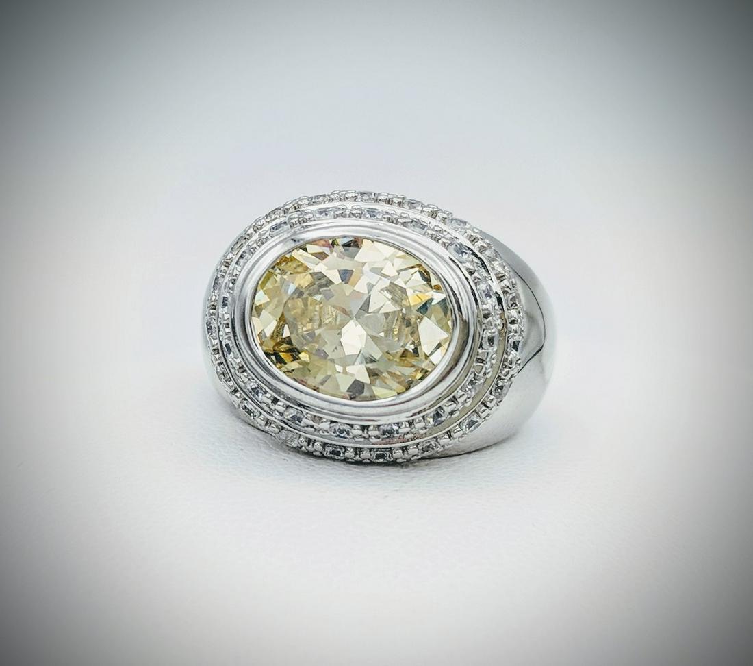 Sterling Silver Citrine & CZ Ring Sz 7 (1 of 4)