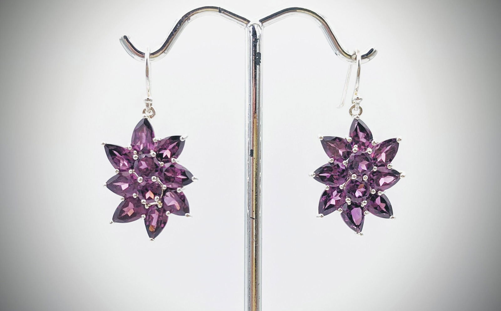 Sterling Silver Clustered Amethyst Earrings (1 of 3)