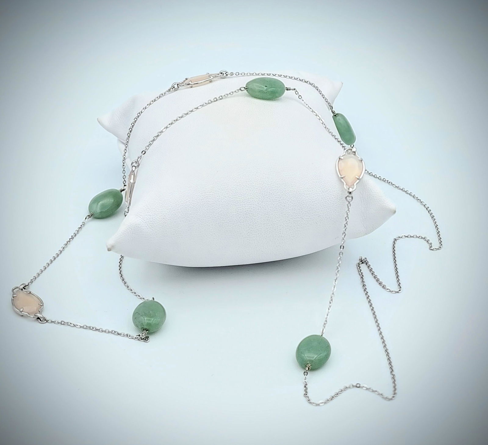 Sterling Silver Jade & Rose Quartz Necklace (1 of 2)