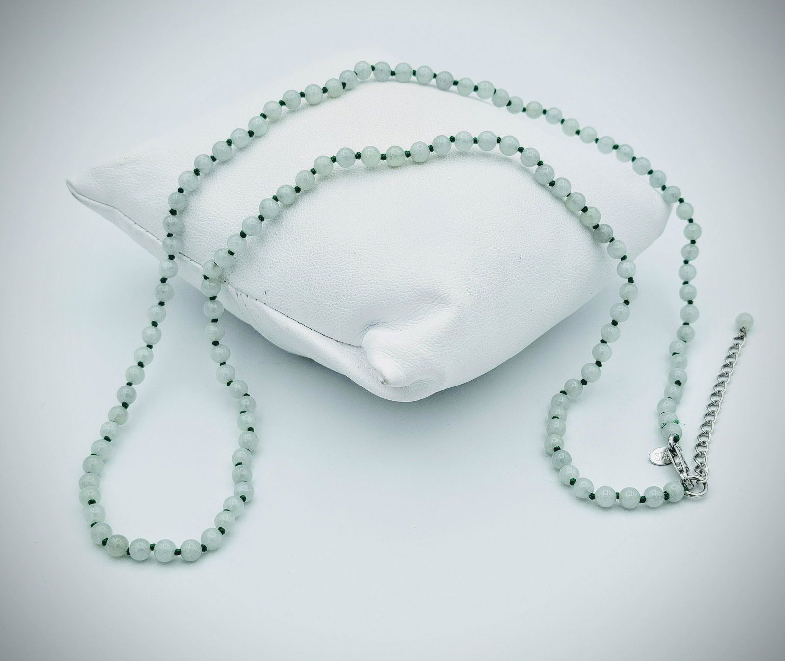 Sterling Silver Jade Beaded Necklace (1 of 2)
