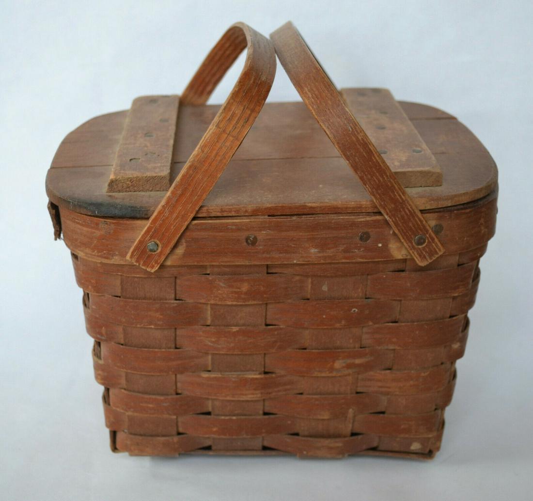 Miniature / Child's Size Splint Picnic Basket (1 of 10)