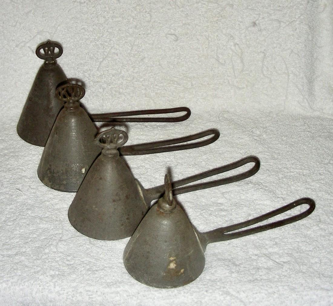 4 Grad. Conical Tin Ice Cream Scoops c. 1905 (1 of 6)