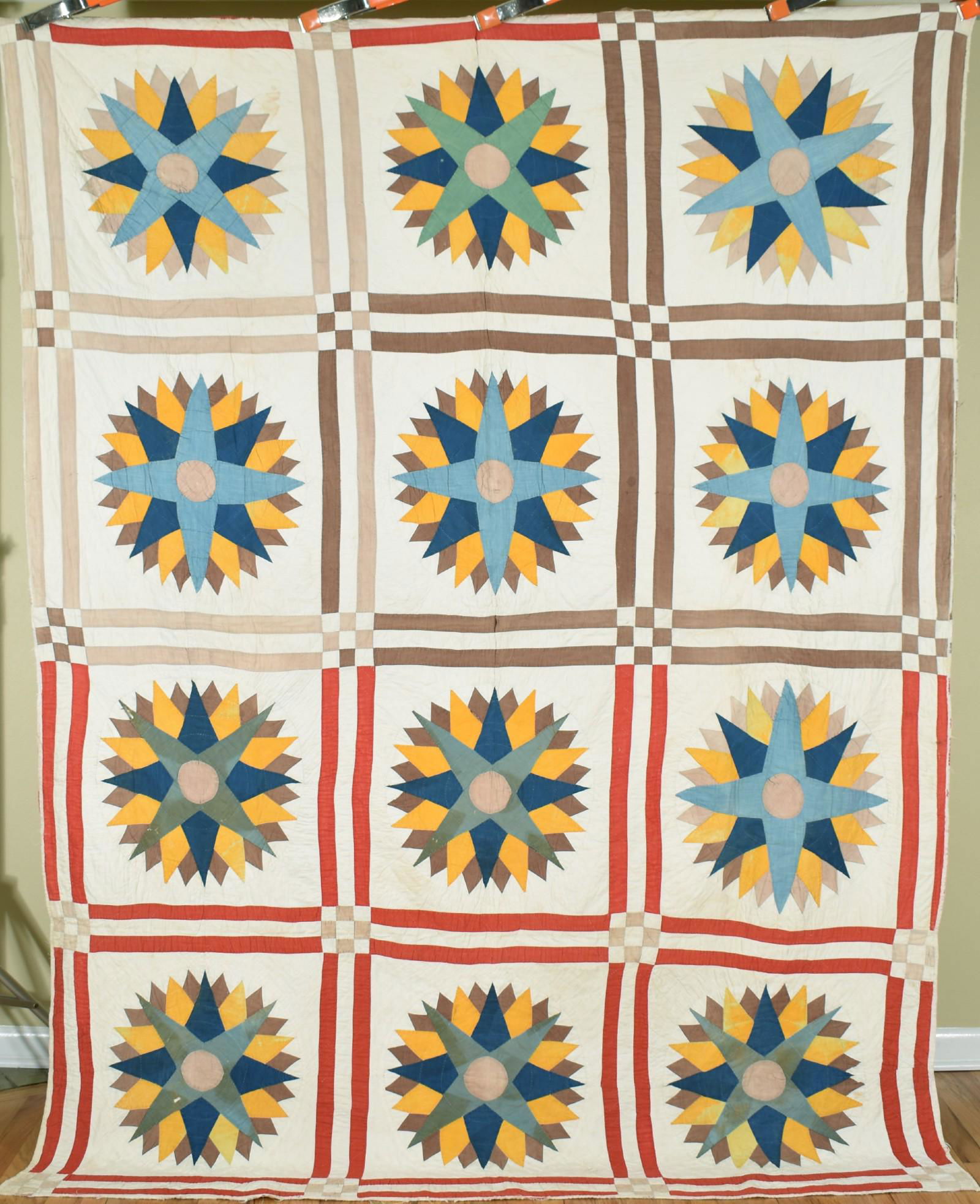 Large 1870's Mariner's Compass Quilt (1 of 11)