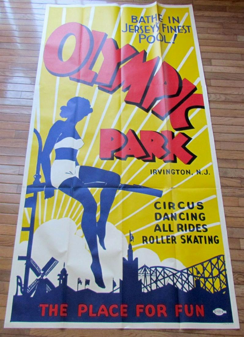 OLYMPIC PARK IRVINGTON N.J. LARGE VINTAGE POSTER CIRCUS (1 of 7)
