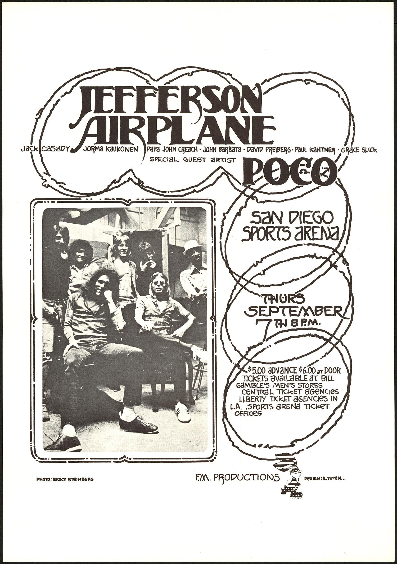 Jefferson Airplane Poster: No Reserve! Artist: Randy Tuten Title: Jefferson Airplane Poster Printing Date: 1972 Medium: Lithograph Size/Format: 14" x 20" Additional Info: This attractive poster promotes Jefferson Airplane with 