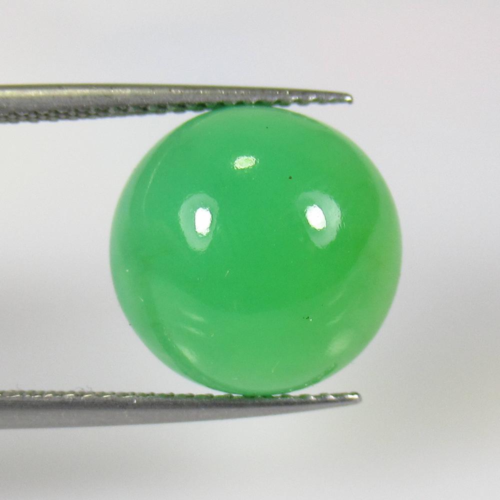 8.00 Ctw Natural Green Chrysophrase Round Cab: No Reserve! Title: 8.00 Ctw Natural Green Chrysophrase Round Cab Stone Clarity: Opaque Gemstone: Chrysophrase Carat Weight: 8.00 Size/Dimensions: 12.90 x 12.90 x 7.00 mm Additional Information: Round