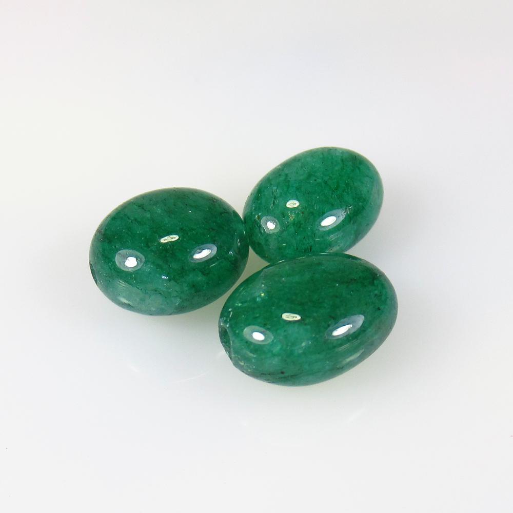 13.43 Ctw Natural 3 Drilled Emerald Dumble Beads (1 of 2)