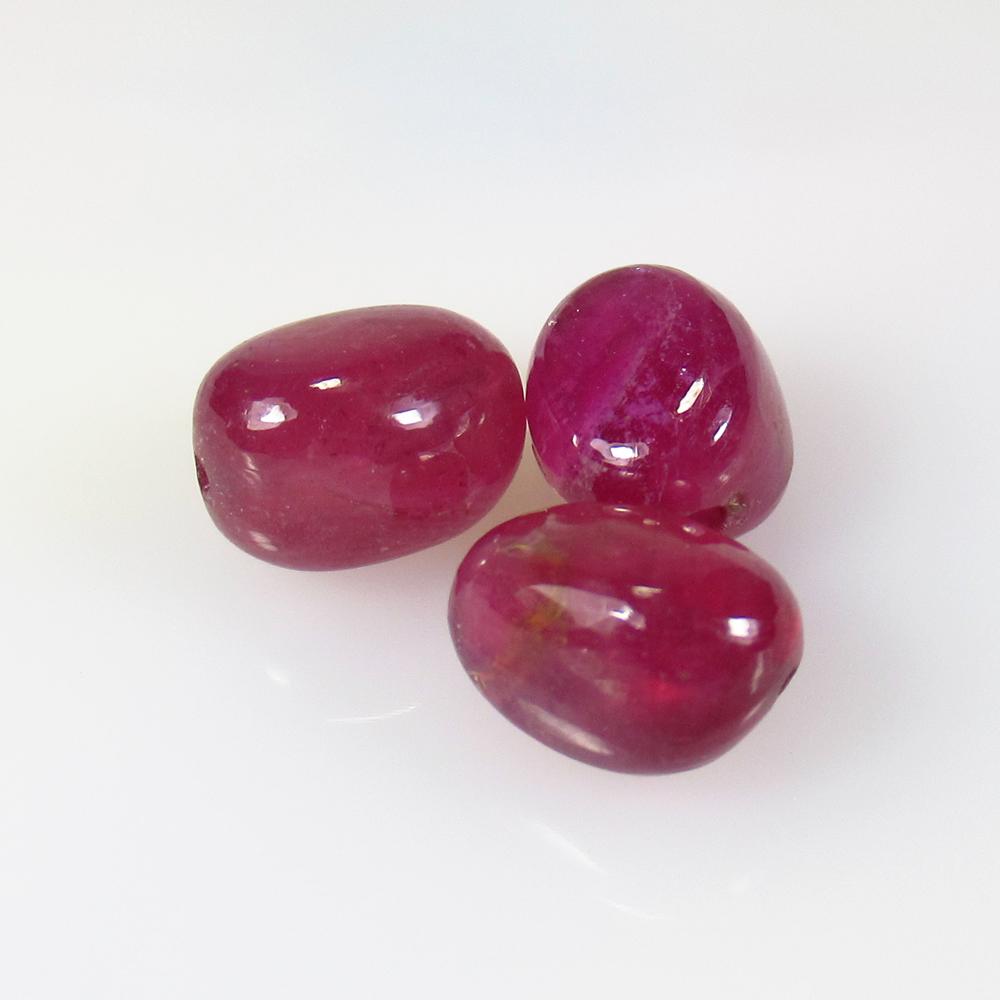 18.57 Ctw Natural 3 Mozambique Red Ruby Dumble Beads (1 of 2)