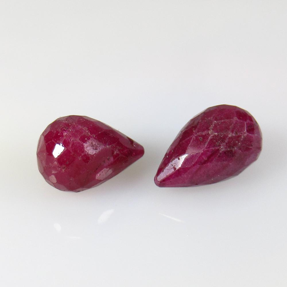 12.66 Ctw Natural 2 Mozambique Red Ruby Pear Drop Beads (1 of 2)