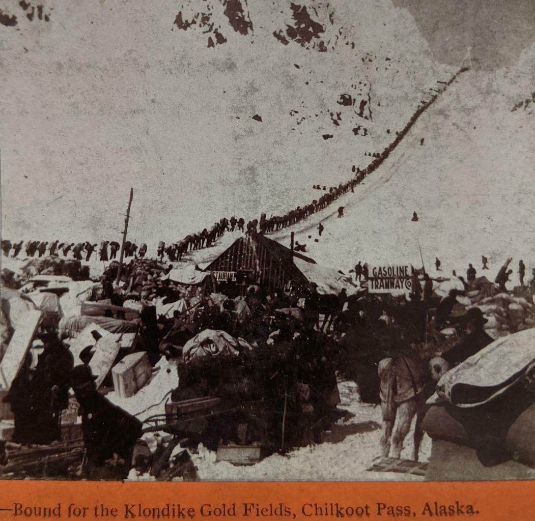 1898 KLONDIKE GOLD RUSH STEREOVIEW, CHILKOOT PASS, (1 of 6)