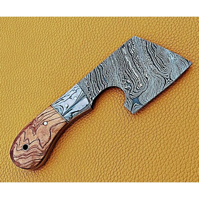 Handmade axe kitchen damascus steel knife chopper resin (1 of 5)