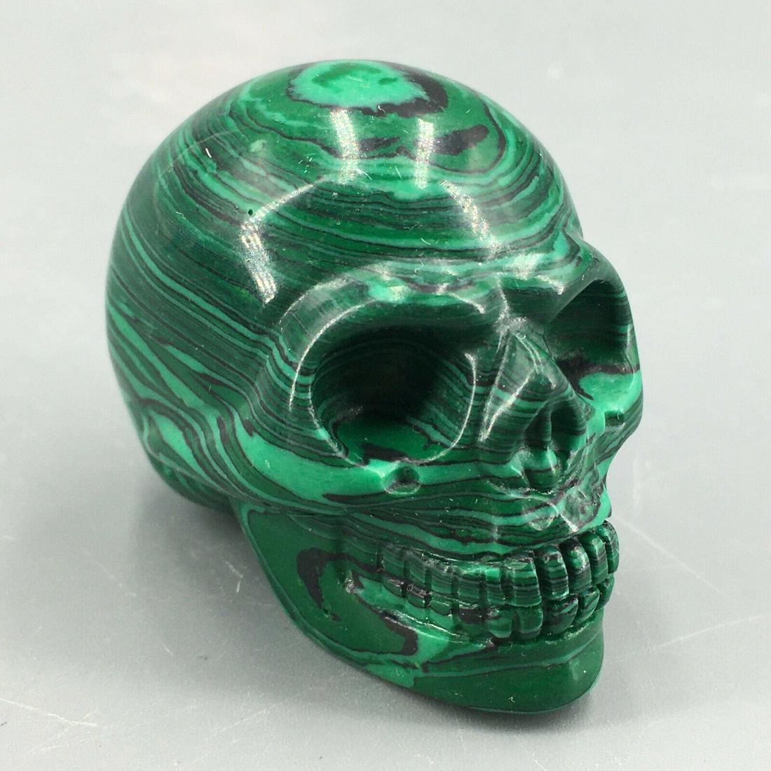 2" malachite stone Quartz Crystal skull Carved Skull (1 of 9)