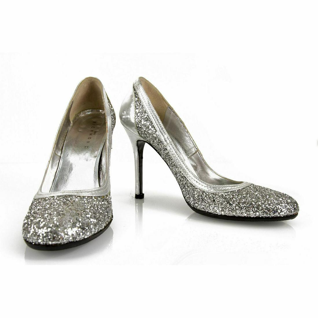 John Richmond Silver Leather Glitter Covered High Heel (1 of 18)