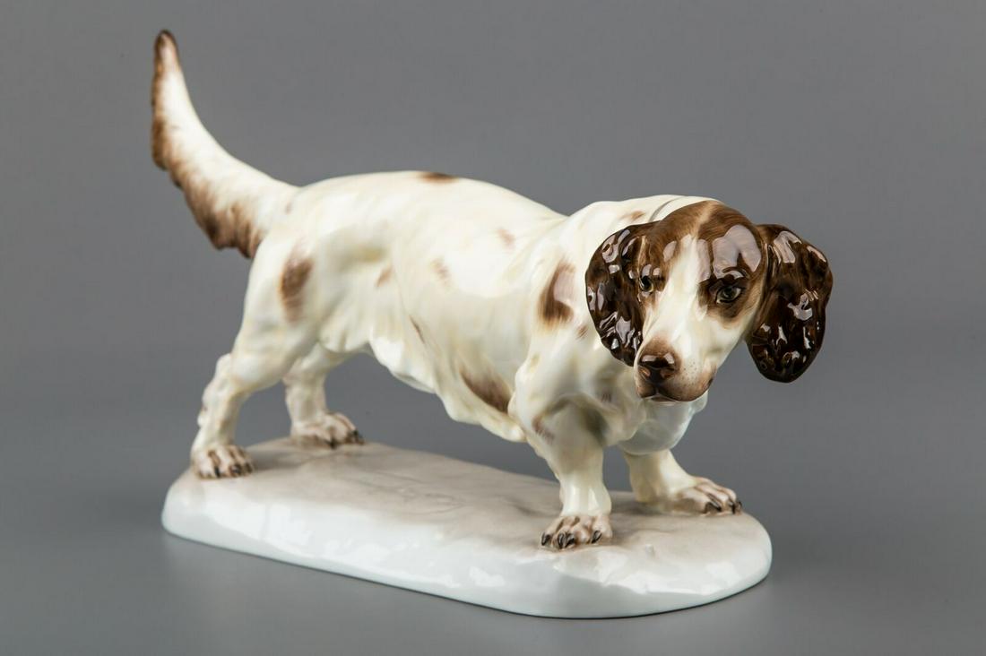 Herend Large 15" Long Haired Dachshund Dog Figurine (1 of 19)