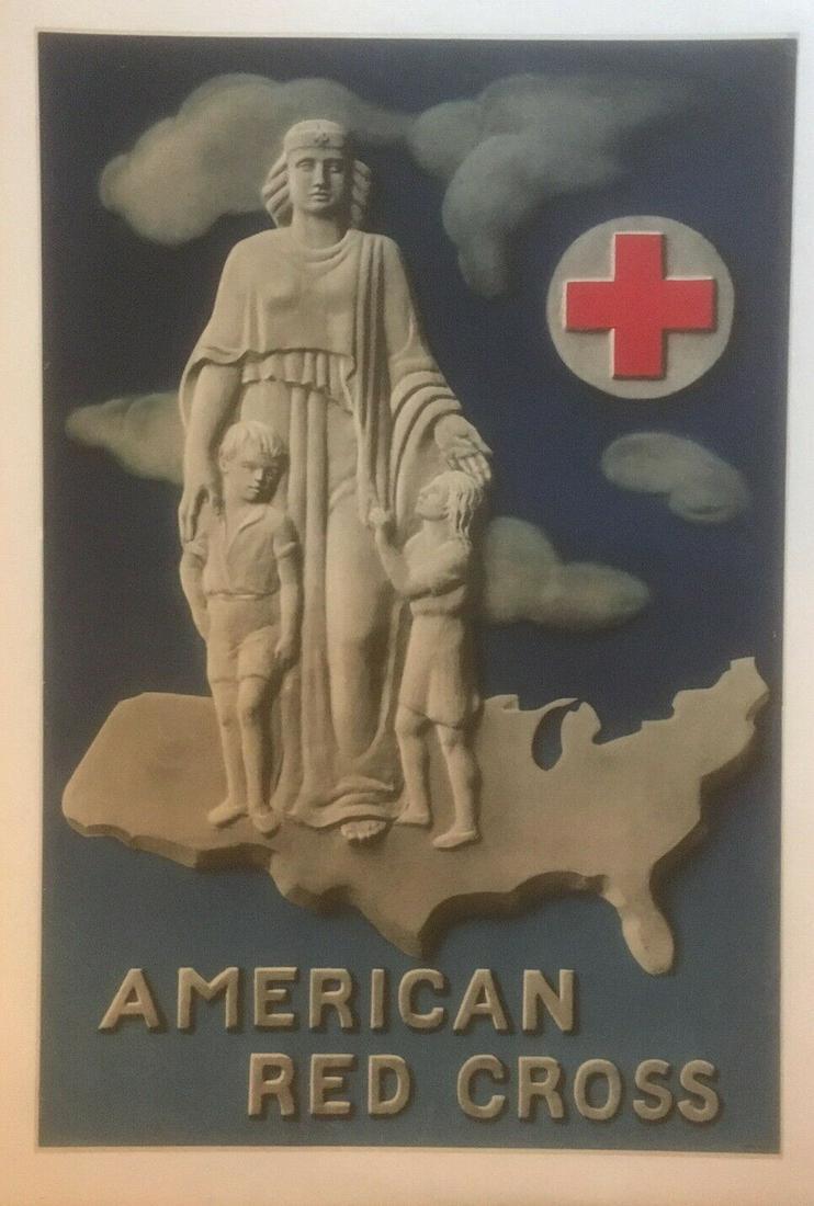 Original Vintage c.1940 American Red Cross Poster Linen (1 of 4)