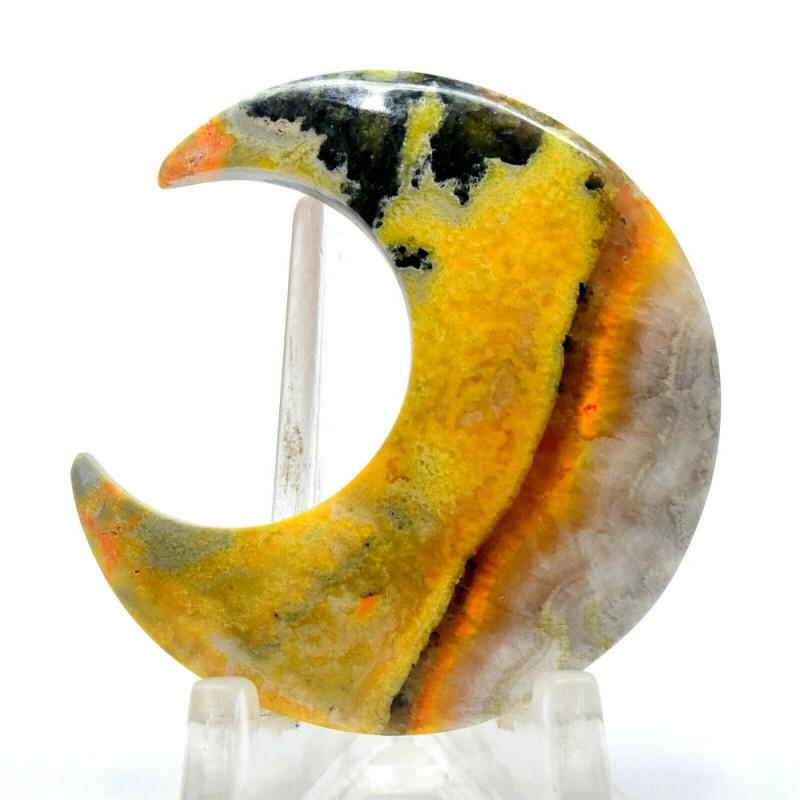 Decoration moon silver black jasper mineral stone: MATERIAL: Jasper CONDITION: Very good condition Size: 1,4 inch (37 mm) x 1,3 inch (35 mm) x 0,2 inch (6 mm) Weight: 0,4 oz (11,4 g.) Jasper is a stone that embodies one’s true self and helps you cha