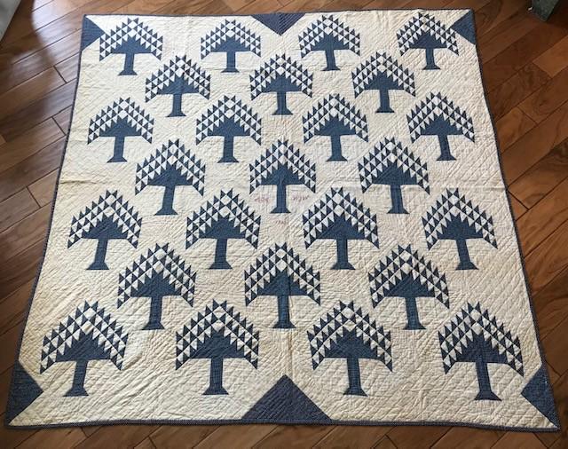 Blue/white Wedding Quilt in Tree of Life Pattern (1 of 4)