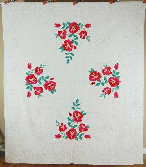 Well Quilted 30's Rose Applique Quilt (1 of 7)