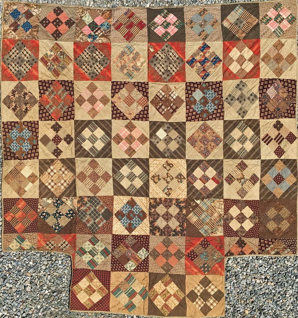 1940s NINE PATCH BLOCK QUILT, Purchased in Virginia (1 of 2)