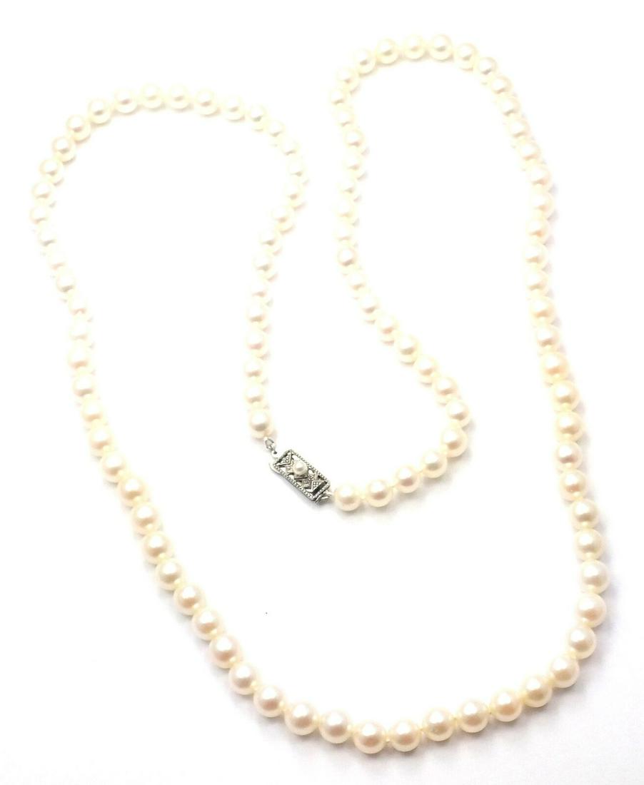 Mikimoto Sterling Silver 6.5mm to 7.25mm 30" Long Pearl (1 of 14)