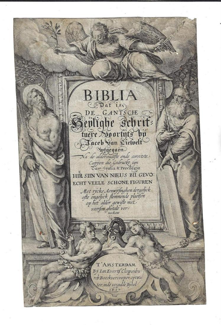 1617 Engraved Illustrated Title from Bible (1 of 1)