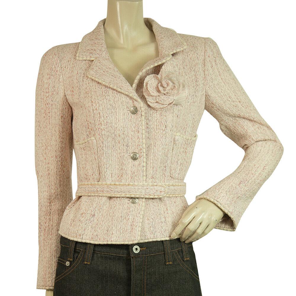 Chanel Pink Woven Tweed Belt Cotton Silk blend Jacket (1 of 16)
