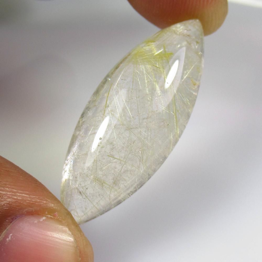 32.60 Ct Natural Golden Rutile Quartz Marquise Cab (1 of 2)