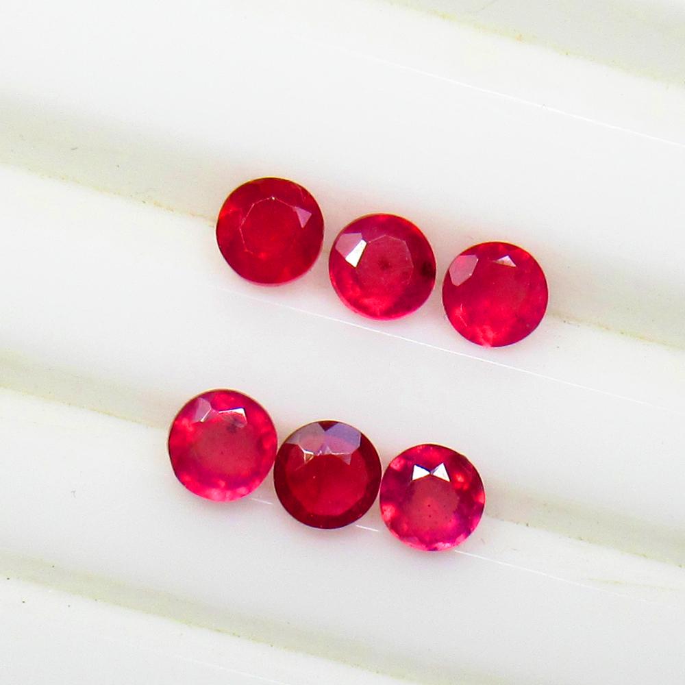 2.16 Ct Natural 6 Red Ruby Round Set (1 of 2)