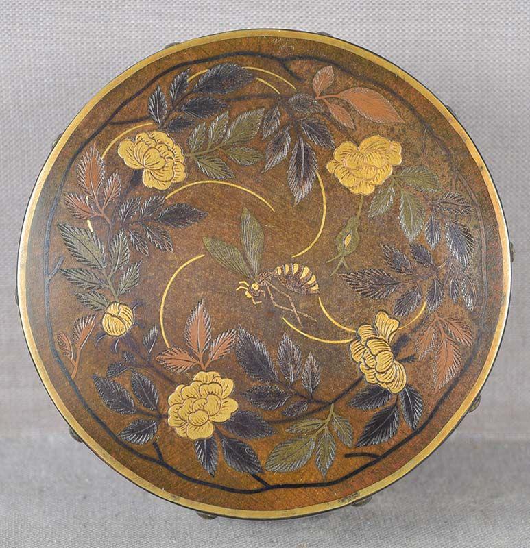 19c Japanese multimetal BOX tea ceremony KOGO drum WASP (1 of 6)