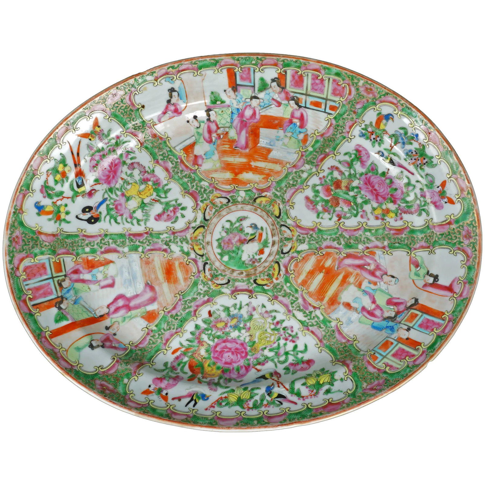 Mid-19th C Chinese Rose Medallion Large Platter (1 of 9)
