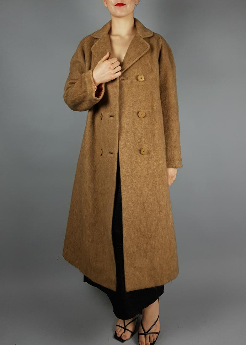 BEIGE CAMEL HAIR FUR COAT: Title: BEIGE CAMEL HAIR FUR COAT Dimensions: Size M: Length: 120cm/47.24in -Shoulders width:42cm/16.54in -Sleeve Length:60cm/23.62in -Chest size ( pit to pit x2 ):100cm/39.37in - Closed Hem:65cm/25.59