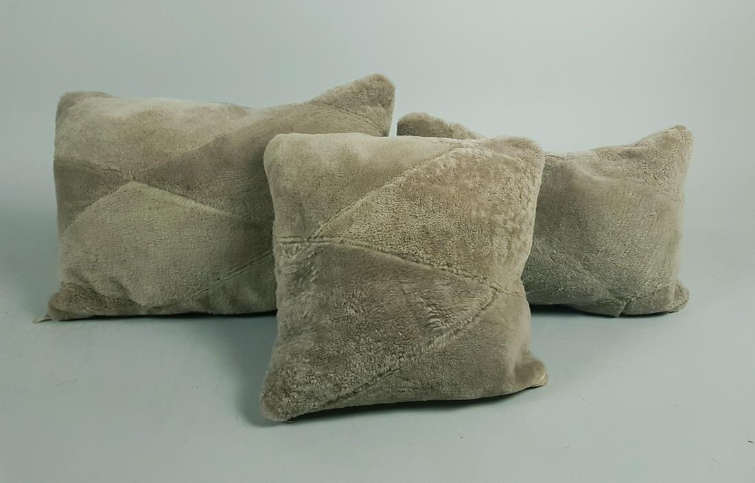 SET OF SHEARLING WOOL FUR PILLOW: Title: SET OF SHEARLING WOOL FUR PILLOW Dimensions: Measurements: 46X33cm - 41X26CM - 30X30CM; Description: We offer in house shipping - Fedex shipping = $45; 7-10working days; Combine shipping + $15 