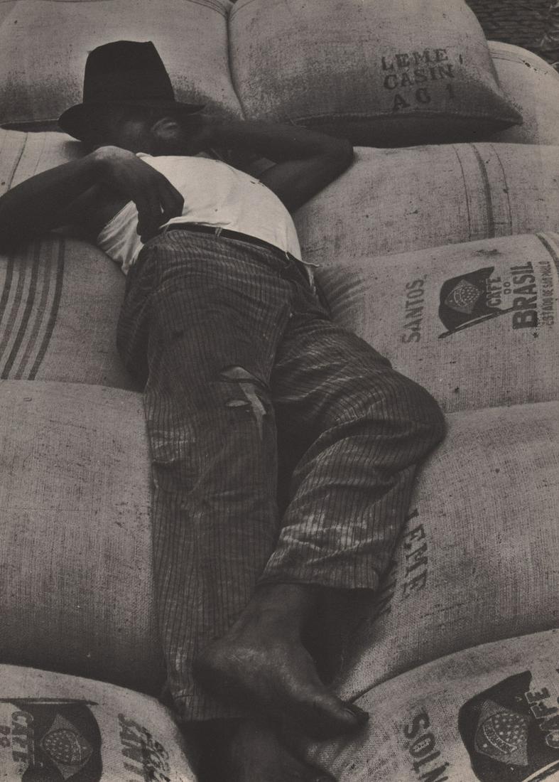 MARGARET BOURKE WHITE - Coffee Worker, Brasil, 1930’s: Artist: MARGARET BOURKE WHITE Print Title: Coffee Worker, Brasil, 1930’s Printing Date: 1930’s Medium: Photoengraving Printed in: the US Image Size: 11 x 8”” Margaret Bourke-White June 14, 190