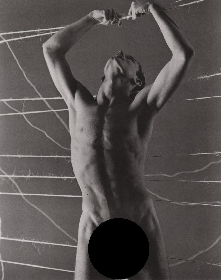 GEORGE PLATT LYNES - Male Nude, 1952: Artist: GEORGE PLATT LYNES Print Title: Male Nude, 1952 Medium: Duotone Photoengraving Printing Date: 1990’s Printed in USA Image Size approx: 8 X 7” George Platt Lynes (1907-1955).was an American