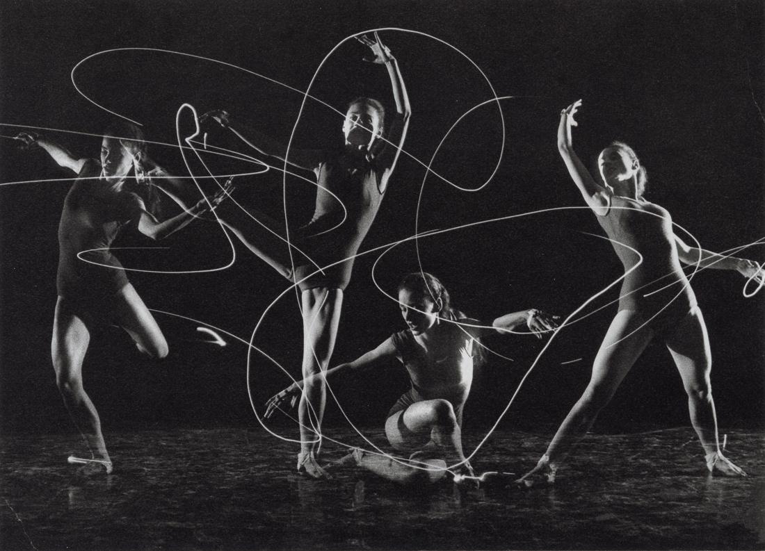 ANDREAS FEININGER - Ballet Dancer, about 1952: Artist: Andreas Feininger Title: Ballet Dancer, about 1952 Medium: Duotone Photo Litho, 1973, USA Dimensions: 8.05x5.8" Description: Heat Wax Mounted on 8.5x11" Conservation Board Artist Bio: Andreas