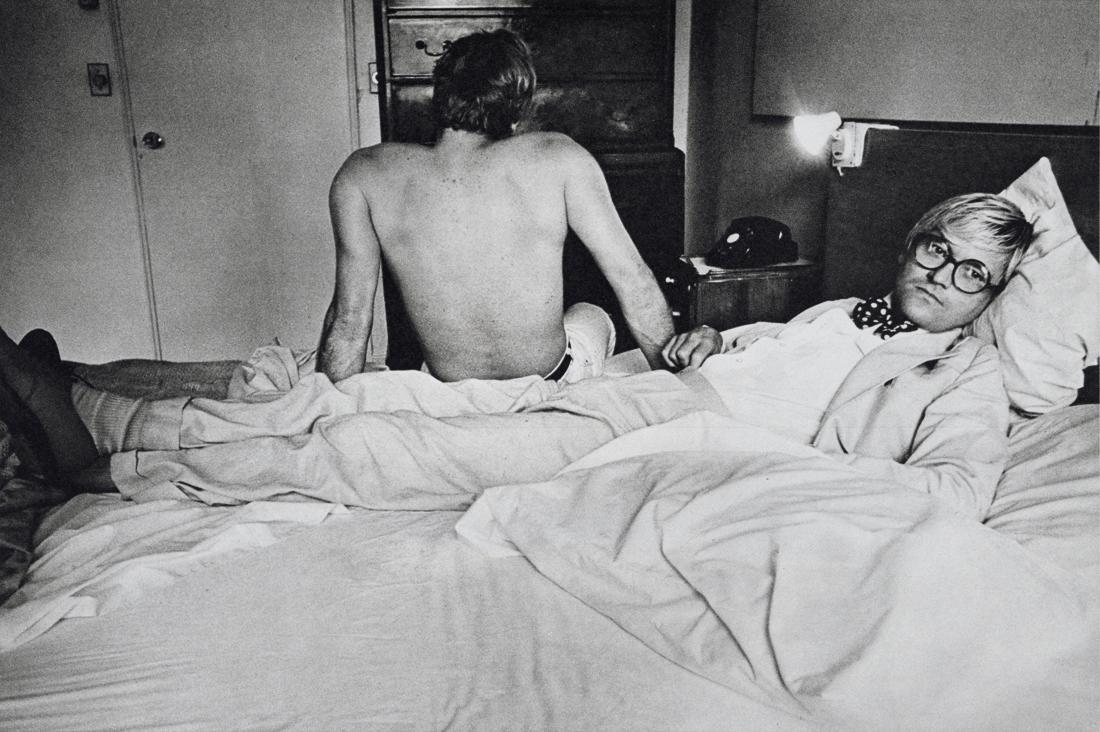 DUANE MICHALS - David Hockney with Friend: Artist: Duane Michals Title: David Hockney with Friend Medium: Sheet Fed Gravure, 1988, Japan Dimensions: 9x6" Description: Heat Wax Mounted on 8.5x11" Conservation Board Artist Bio: Duane Michals (b.