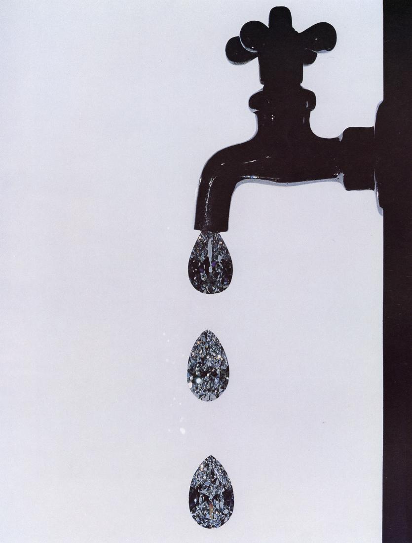 IRVING PENN - Faucet Dripping Diamonds, NY, 1963: Artist: Irving Penn Title: Faucet Dripping Diamonds, New York, 1963 Medium: Photo Litho, 1986, USA Dimensions: 7.5x9.9" Description: Heat Wax Mounted on 11x14" Conservation Board Artist Bio: Irving Pe