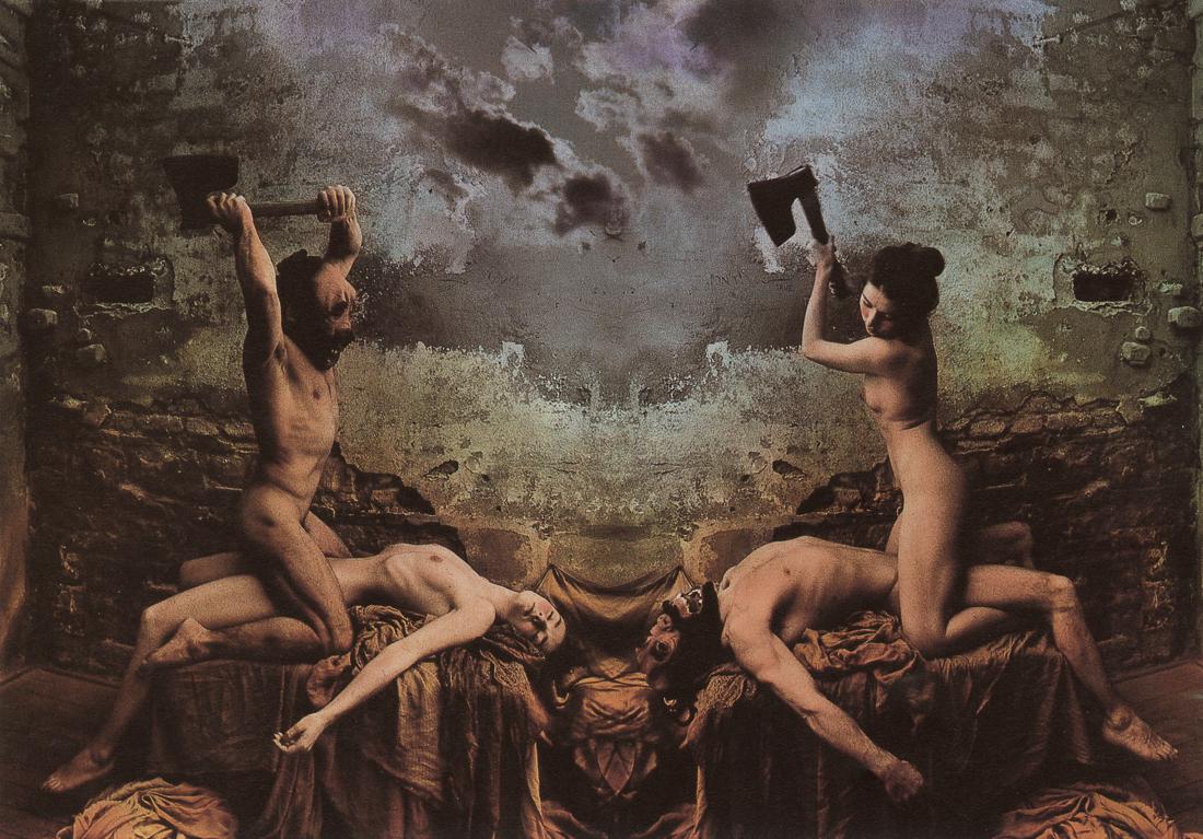 JAN SAUDEK - The Holy Matrimony, 1987: Artist: Jan Saudek Title: The Holy Matrimony, 1987 Medium: Photo Litho, 1991, Slovenia Dimensions: 8.6x6" Description: Heat Wax Mounted on 8.5x11" Conservation Board Artist Bio: Jan Saudek (1935) is a