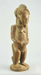 Large Baule Blolo Bian or Asie Usu statue figure: IVORY COAST BLOBLO BIAN OR ASIE USU BAULE - BAOULE FIGURE Large and beautiful Baule male figure Beautiful and large male statue Baoule harvested in 1954 Sophisticated hairstyle, delicate