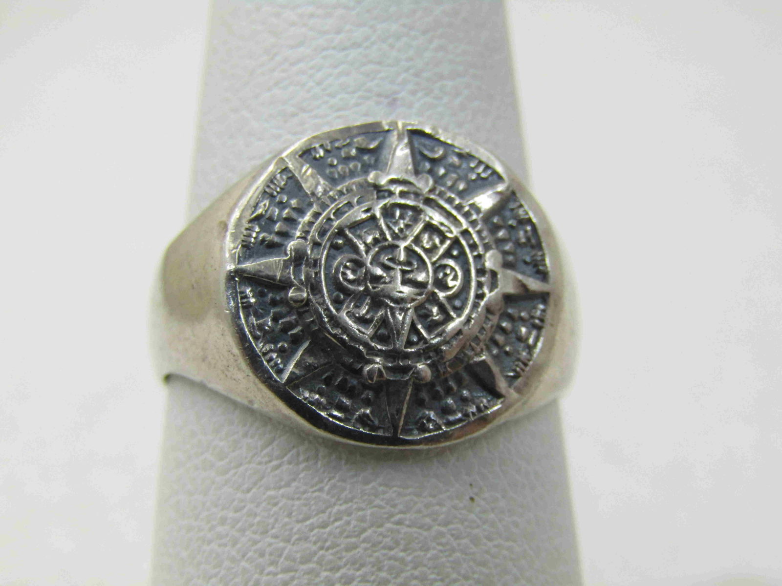 Vintage Aztec/Mayan Calendar Ring, Sz. 7.75, Unisex, (1 of 7)