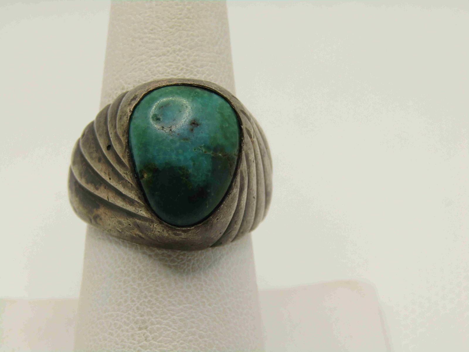 Vintage Southwestern Sterling Green Turquoise Ring, Sz. (1 of 7)