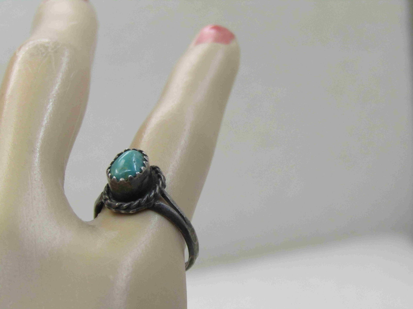 Vintage Southwestern Sterling Turquoise Ring, Sz. 7, (1 of 7)