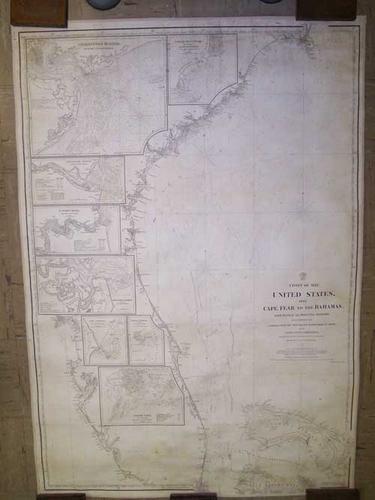 Coast of the United States, from Cape Fear to the: Publication Date: 1865 Title: Coast of the United States, from Cape Fear to the Bahamas, Cartographer: Copley, Charles Publisher: Chas. Copley & Sons, Hydrographers Height: 51 Width: 34.5 "with plans 